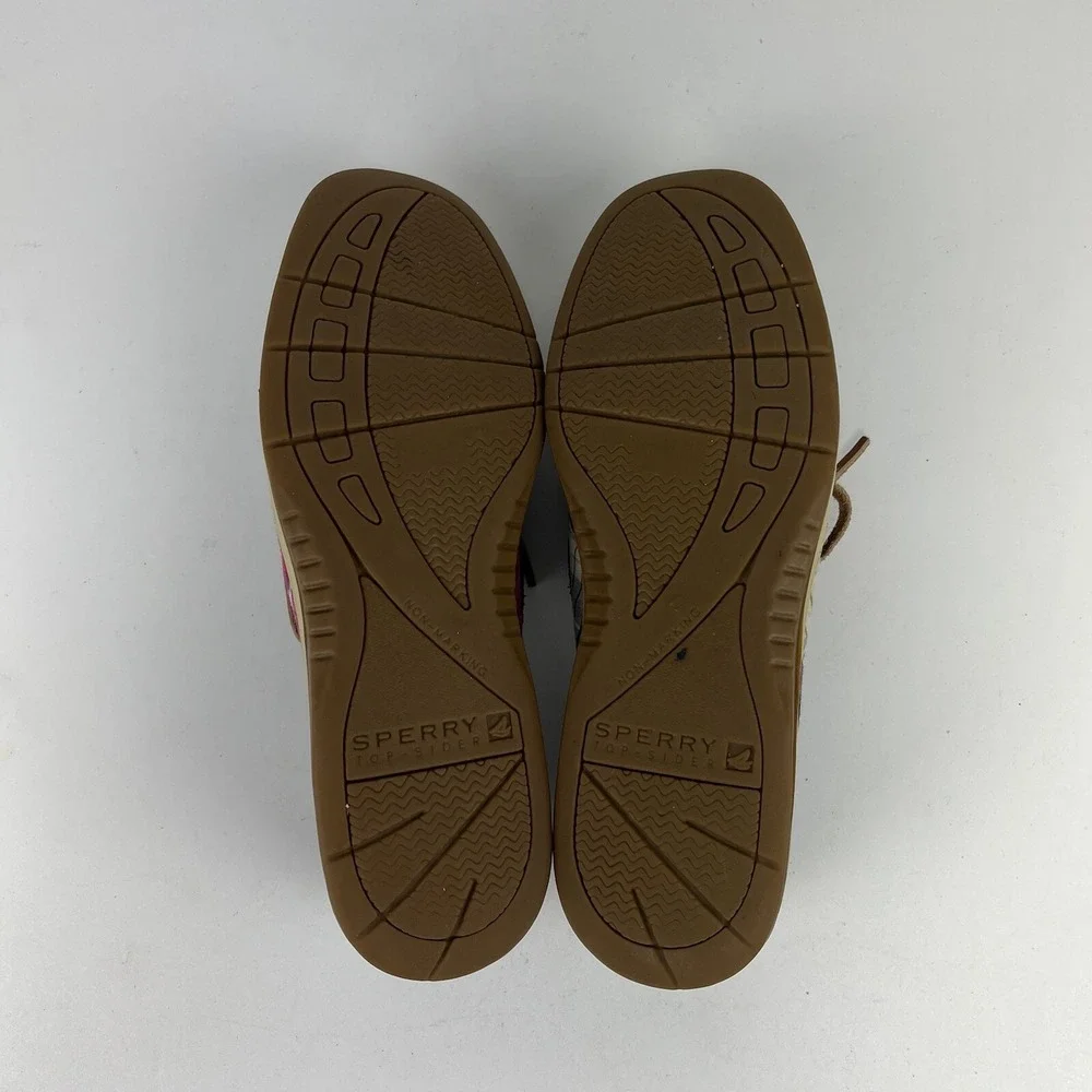 Sperry Top-Sider Koifish Womens‎ 7.5 Blue Plaid Boat Shoe Leather Preppy Deck